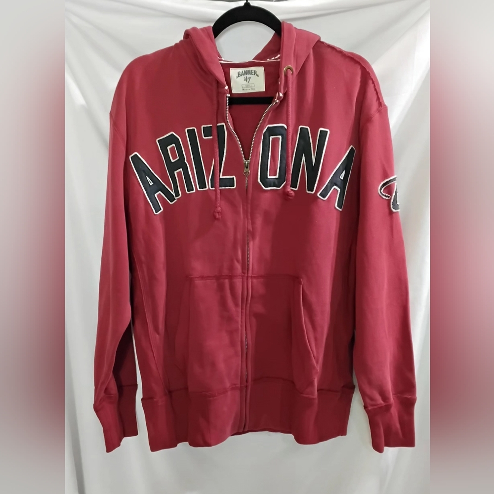 Banner '47 Arizona Diamondbacks Full Zip Hoodie Maroon w/Sleeve Logo Mens...